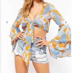 Crop Top W/ Bell Sleeves